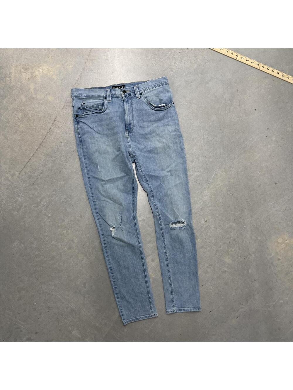 Y2K Men's Empyre Blue Straight Slim Jeans Sized 33x29
